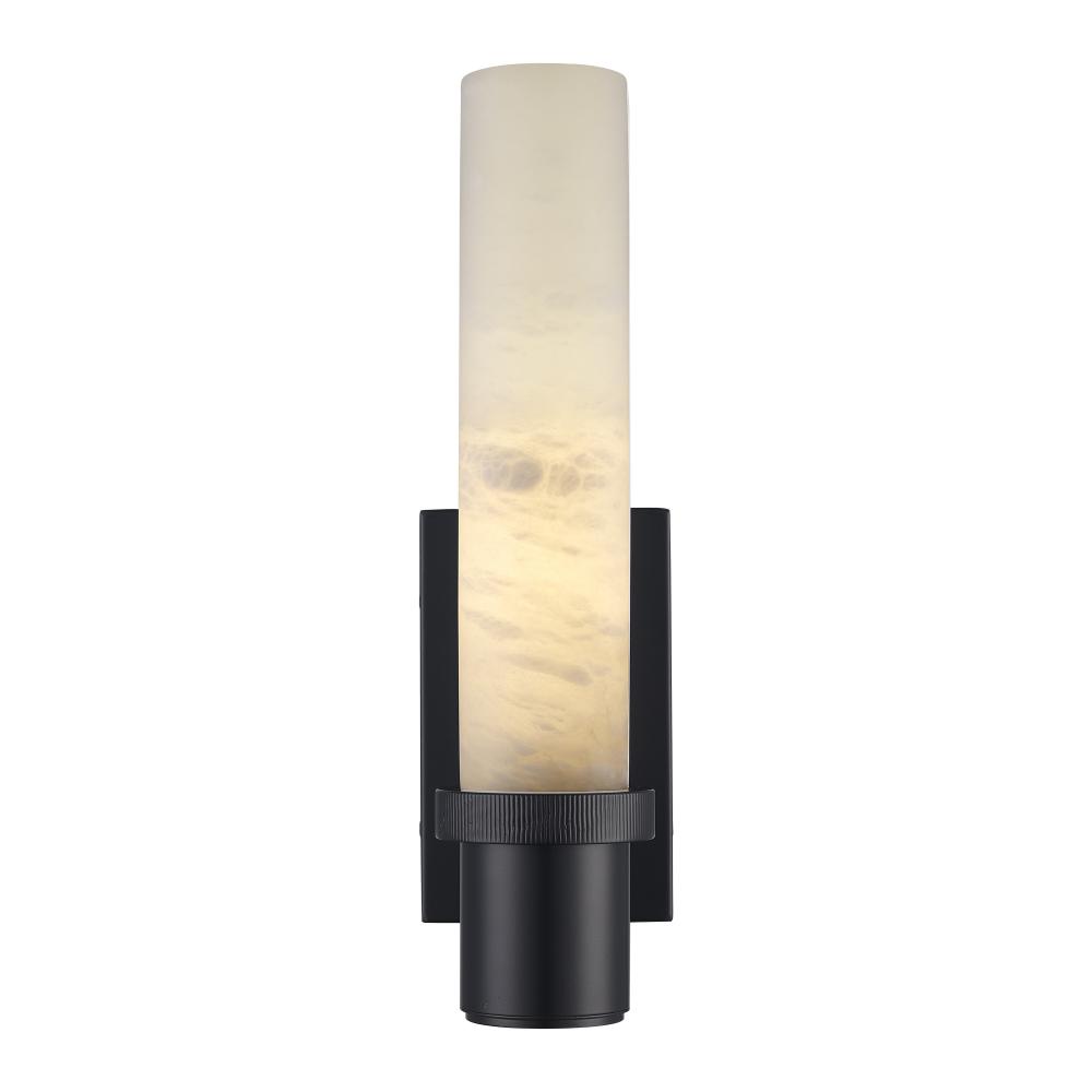 1LT SCONCE ALABASTER CANDLE-BK